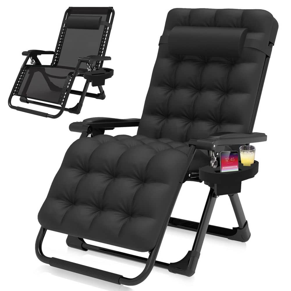 Padded Zero Gravity Chair, Folding Metal Outdoor Recliner Chair
