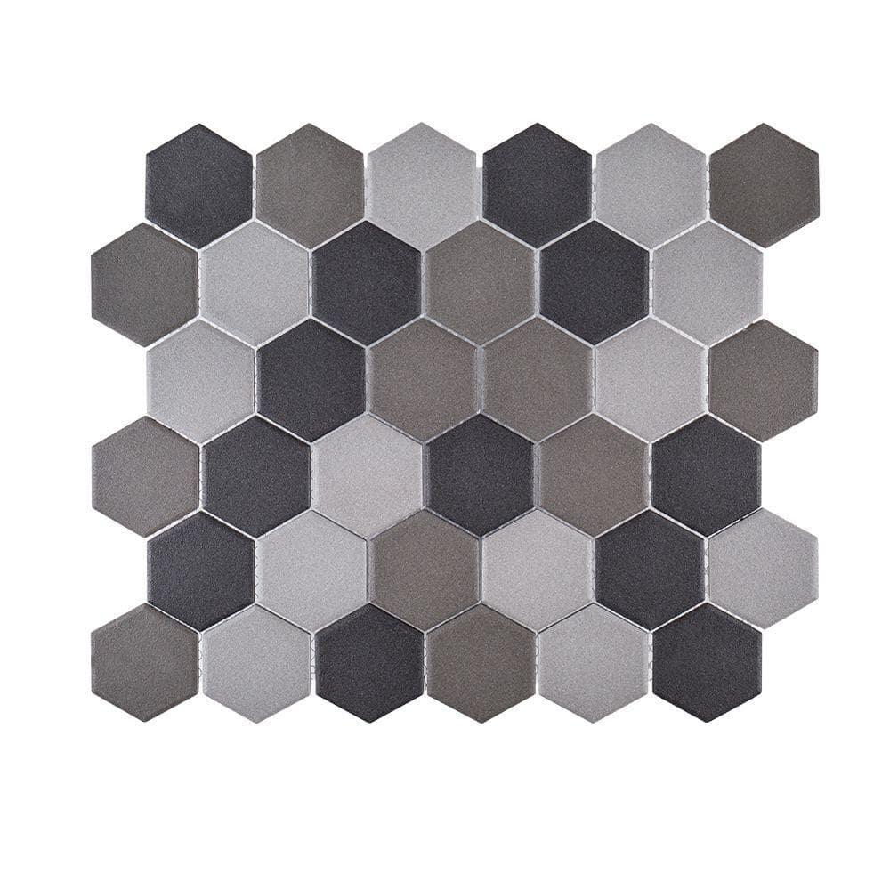 Jeffrey Court Graphite Gray 12625 In X 10875 In Hexagon Matte Porcelain Wall And Floor Mosaic Tile 0953 Sq Ft Each 99397 The Home Depot