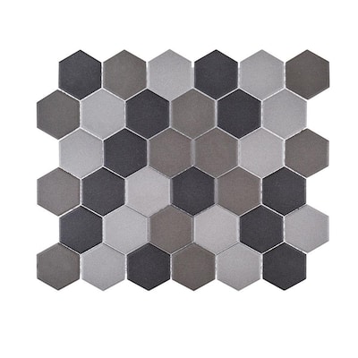 Graphite Gray 12.625 in. x 10.875 in. Hexagon Matte Porcelain Wall and Floor Mosaic Tile (0.953 sq. ft./Each)