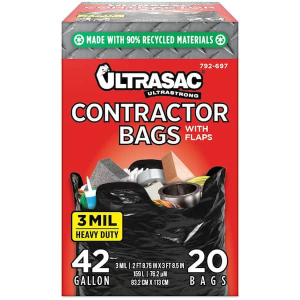 Ultrasac 42 gal. Heavy Duty Trash Bags with Flaps (20-Count) HMD