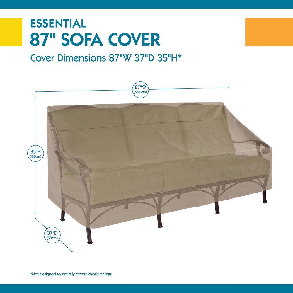 Tan Water-Resistant 87 Inch Patio Sofa Cover
