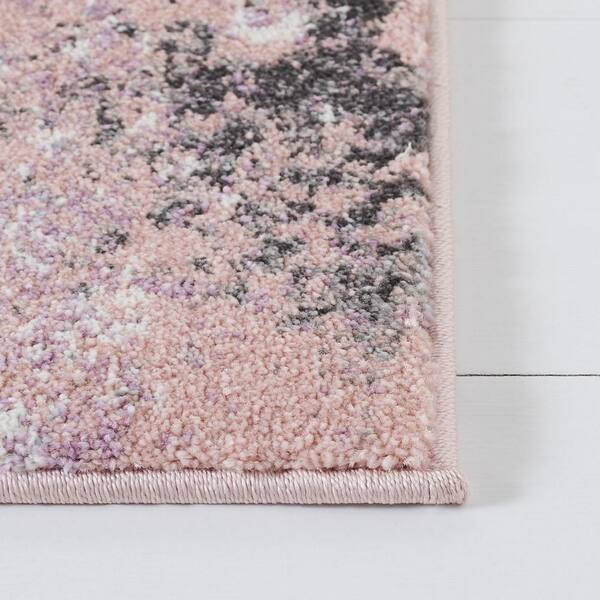 Glacier 2 ft. x 10 ft. Pink/Gray Geometric Runner Rug
