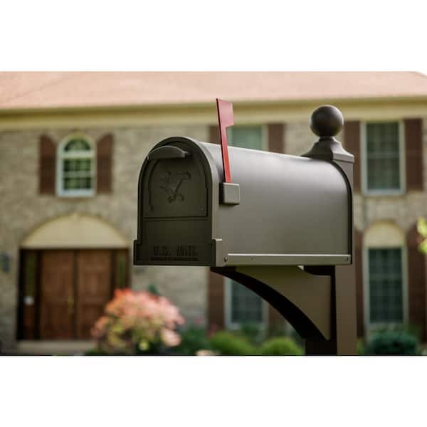Arlington Textured Bronze, Large, Steel, Post Mount Mailbox