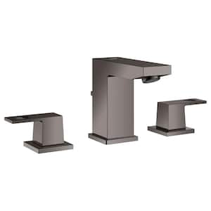 Eurocube 8 in. Widespread 2-Handle Low-Arc 1.2 GPM Bathroom Faucet with Drain Assembly in Hard Graphite