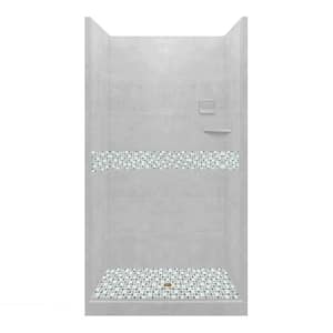 Del Mar 54 in. L x 36 in. W x 80 in. H Center Drain Alcove Shower Kit with Shower Wall and Shower Pan in Portland Cement