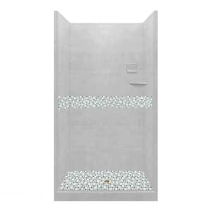 Del Mar 36 in. L x 36 in. W x 80 in. H Center Drain Alcove Shower Kit with Shower Wall and Shower Pan in Portland Cement