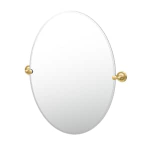 Designer II 24 in. W x 32 in. H Single Frameless Oval Mirror in Brushed Brass