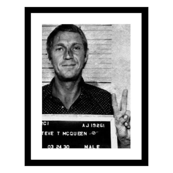 VENICE BEACH Collections Steve McQueen 1972 Mugshot by Unknown 1-Piece Framed Graphic Print Abstract Poster Art Print 18 in. x 14 in.
