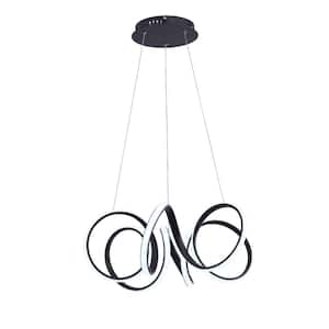 40-Watt Modern Black Geometric Integrated LED Chandelier Creative Design Ceiling Hanging Light