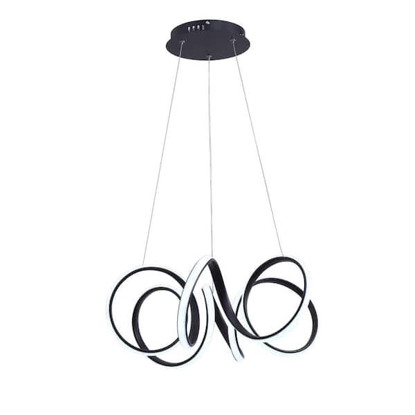 aiwen 40-Watt Modern Black Geometric Integrated LED Chandelier Creative Design Ceiling Hanging Light