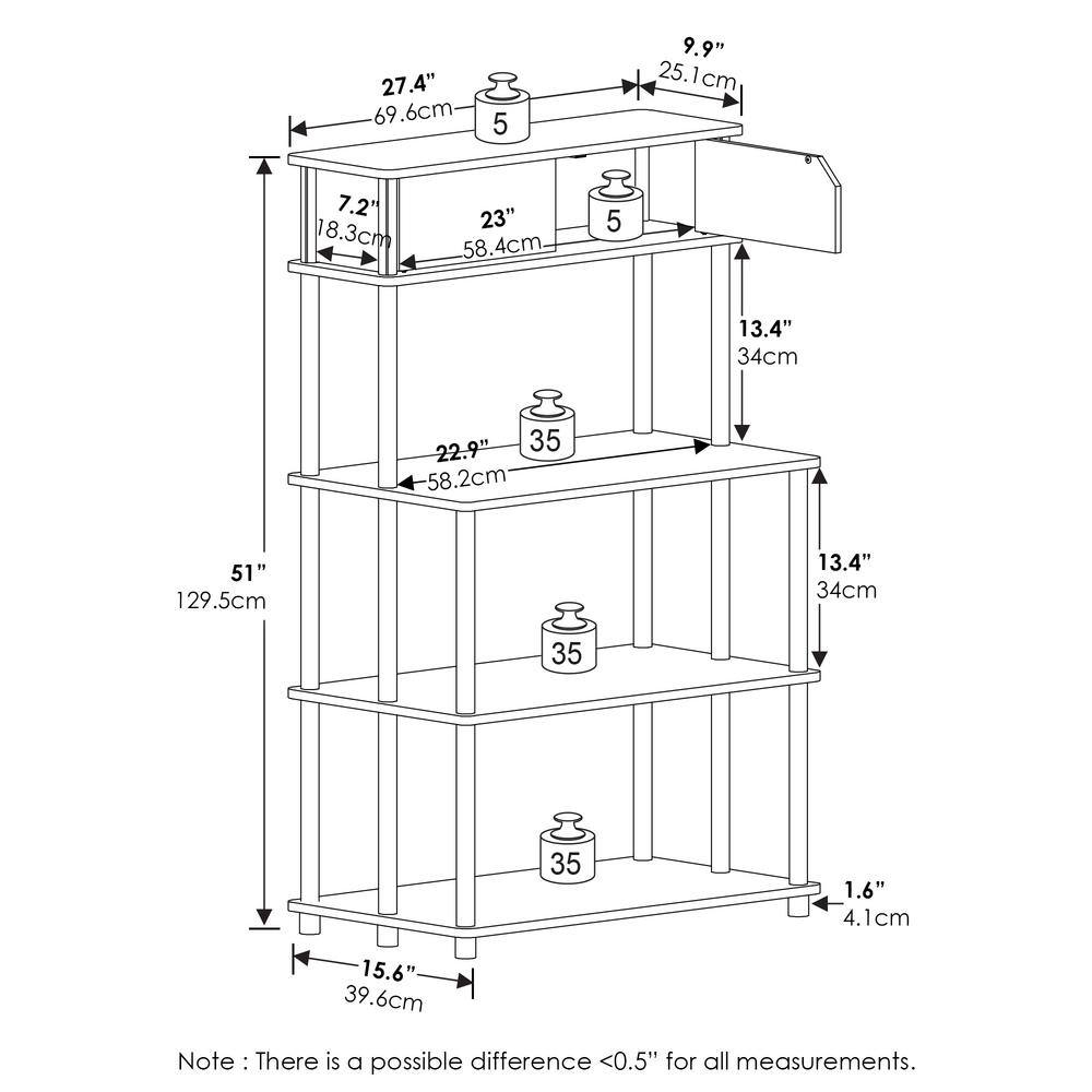 Columbia Walnut and Black PVC Freestanding 4-Shelf Storage Unit