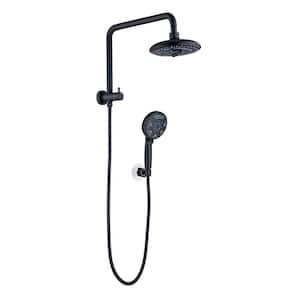 6-Spray Patterns with 2.2 GPM 8 in. Wall Mount Dual Fixed Shower Heads with Screw-Free Installation in Matte Black