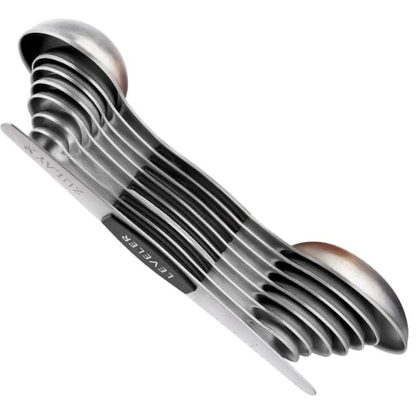 Zulay Kitchen Dual Sided Magnetic Measuring Spoon Set of 8-Black
