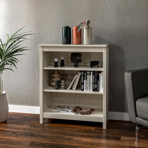 Shaker Style Off White 36 in. Tall Solid Wood Bookcase