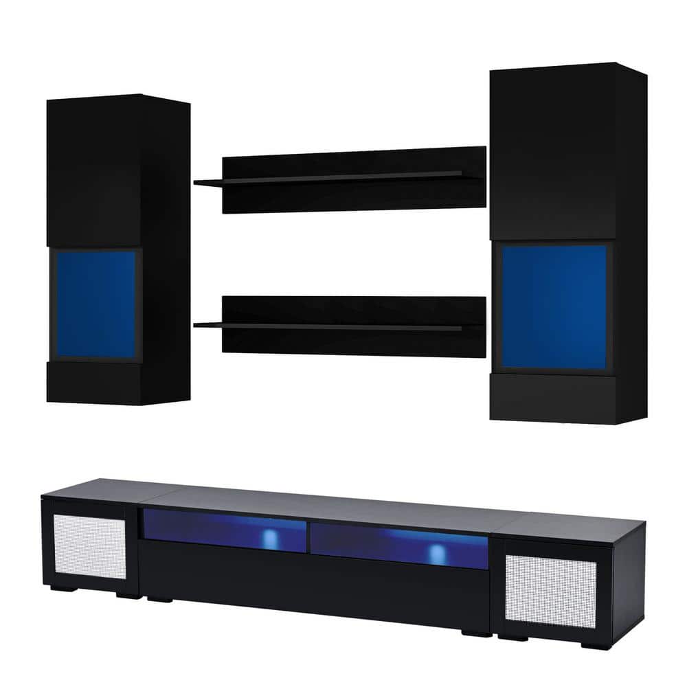 82.6 in. W x 15.6 in. D x 13.8 in. H Bathroom Black Linen Cabinet