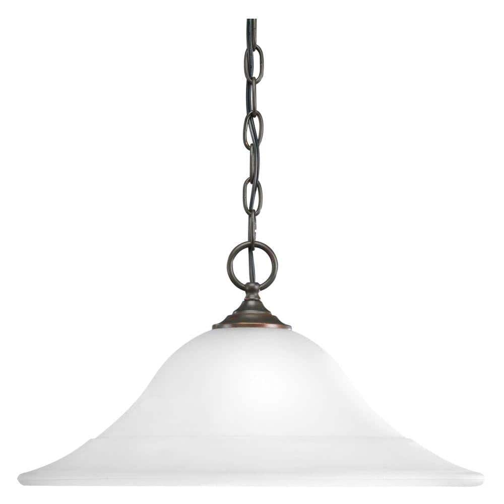 Antique Bronze 18" Glass Pendant Light with Nickel Accents