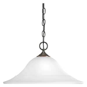 Trinity 1-Light Antique Bronze Pendant with Etched Glass