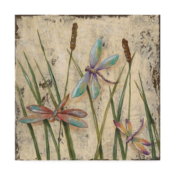 Dancing Dragonflies I by Jade Reynolds Floater Frame Animal Wall Art 18 in. x 18 in.