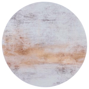 Tacoma Gray/Rust 6 ft. x 6 ft. Machine Washable Gradient Distressed Round Area Rug