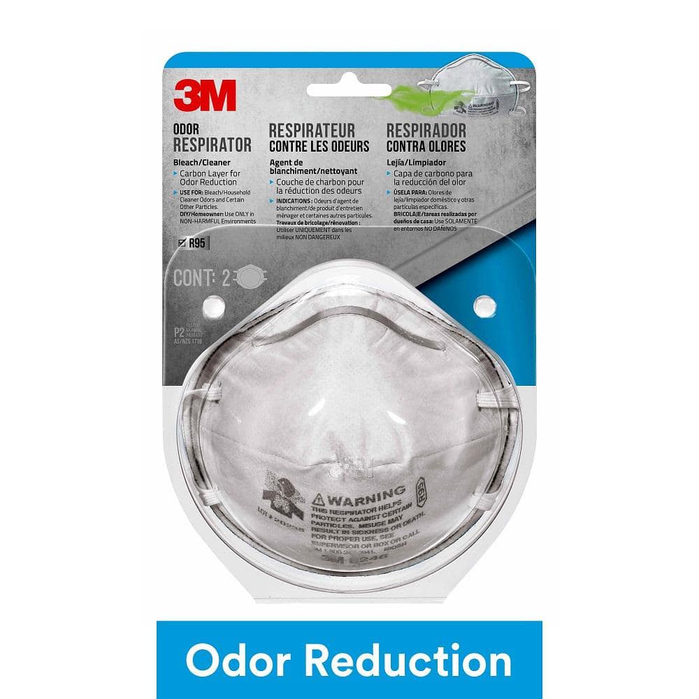 3M 8246 R95 Household Bleach and Cleaner Odor Disposable Respirator Mask (2Pack) 8246PA1A
