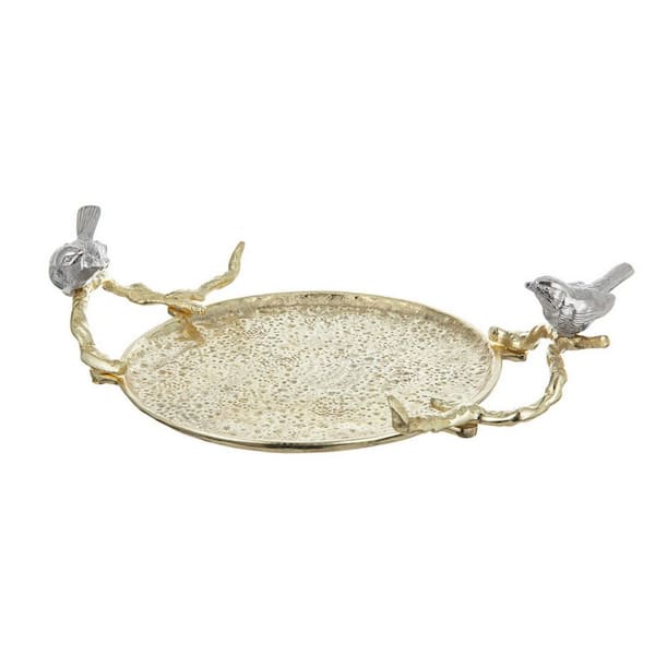 Benjara Gold and Silver Decorative Tray