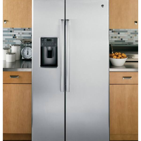 Ge 25 3 Cu Ft Side By Side Refrigerator In Stainless Steel Energy Star Gse25gshss The Home Depot