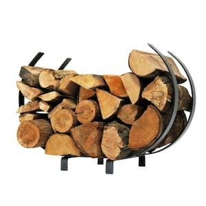 Handcrafted Indoor/Outdoor Large U Shaped Firewood Rack Hammered Steel
