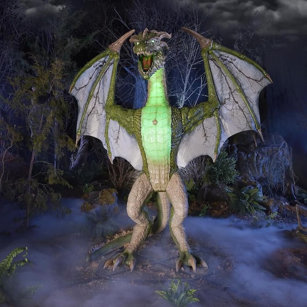 8 ft. Wide Gruesome Grounds Giant-Sized Color Changing Animated LED Wyvern H9