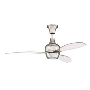 Bordeaux 52 in. Indoor Tri-mount Polished Nickel Ceiling Fan w/LED Light Kit & Hard-Wired 4 Speed Fan Control Included