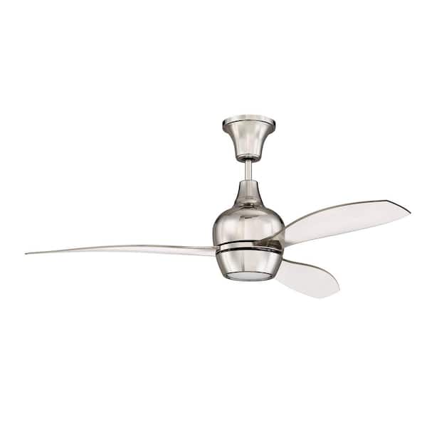 CRAFTMADE Bordeaux 52 in. Indoor Tri-mount Polished Nickel Ceiling Fan w/LED Light Kit & Hard-Wired 4 Speed Fan Control Included