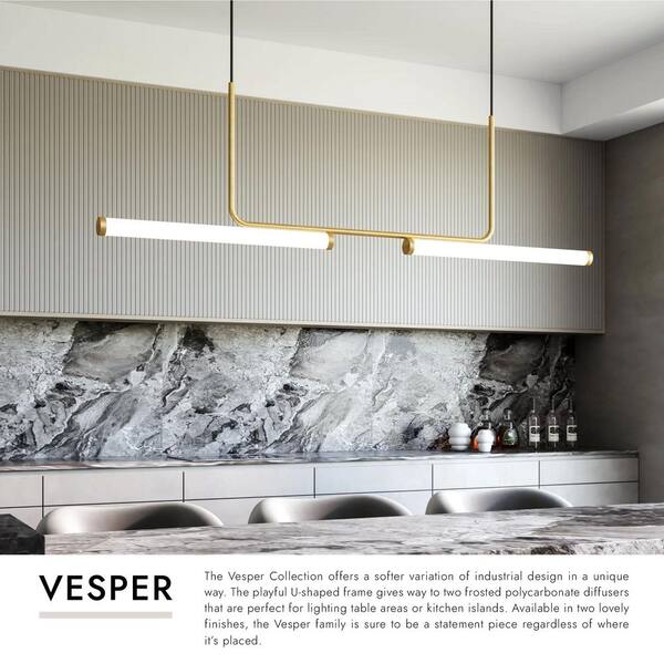 KUZCO Vesper 73 in. 1 Light 43-Watt Black Integrated LED Pendant