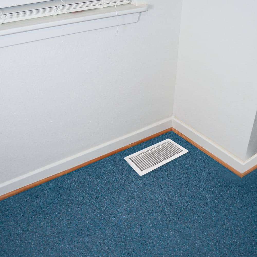 EZ-FLO 13.5" x 7.5" Matte White Steel Floor Register