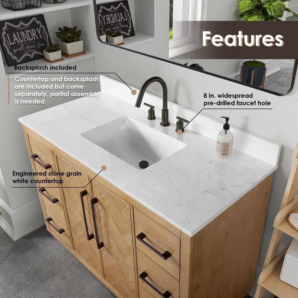 Bellavia 48" Weathered Fir Wood Vanity with Engineered Stone Top