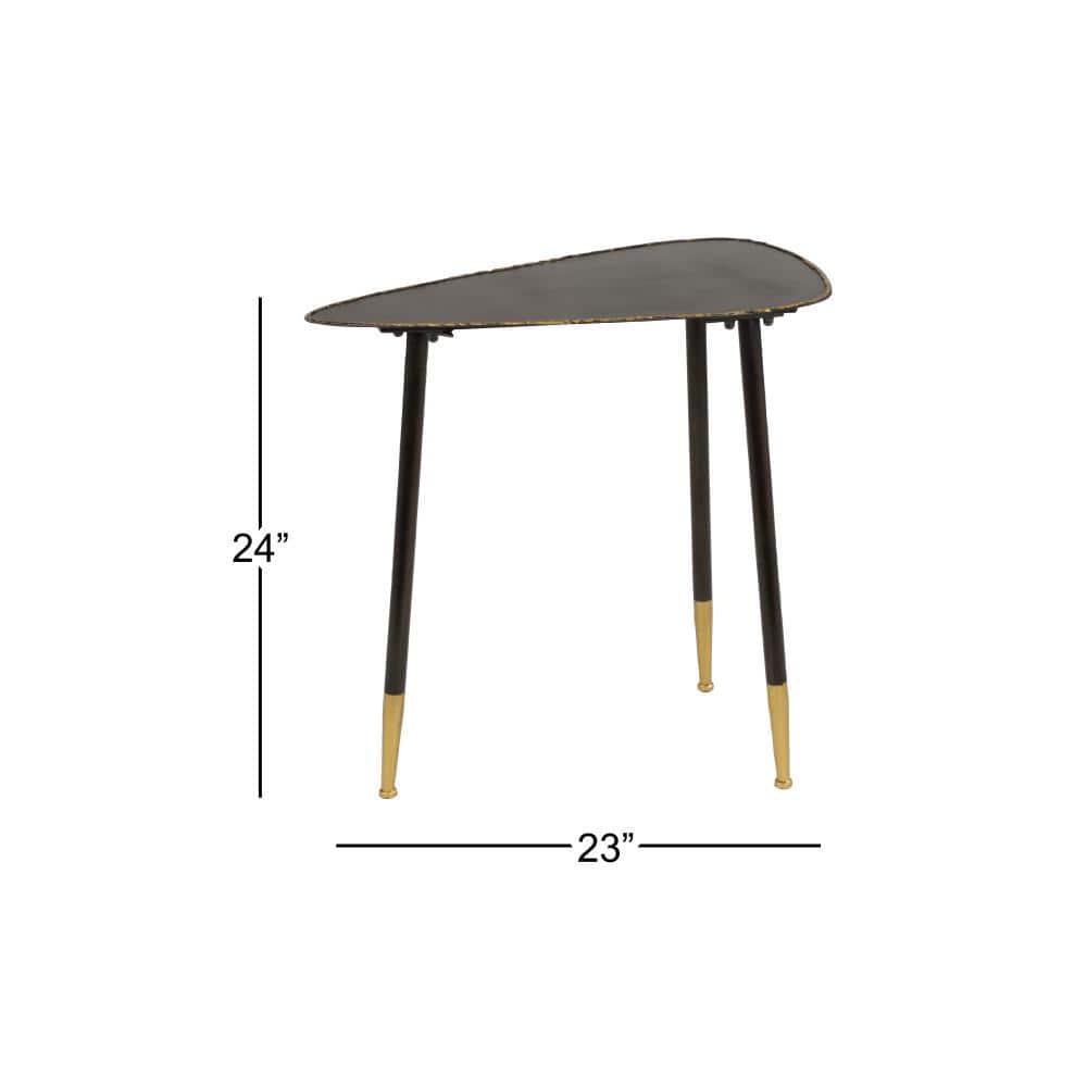 Black Solid Triangle 24" Metal Accent Table