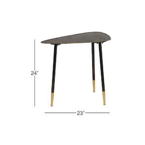 12 in. Black Large Triangle Metal End Accent Table
