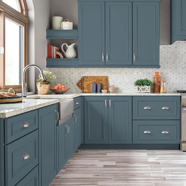1 gal. #540F-5 Smokey Blue Semi-Gloss Enamel Interior/Exterior Cabinet, Door & Trim Paint