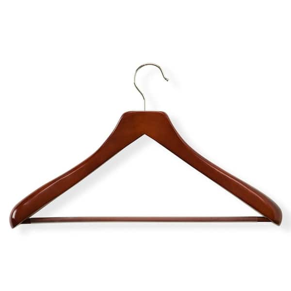 Honey-Can-Do Cherry Finish Deluxe Contoured Suit Hanger with Non-Slip Bar (2-Pack)