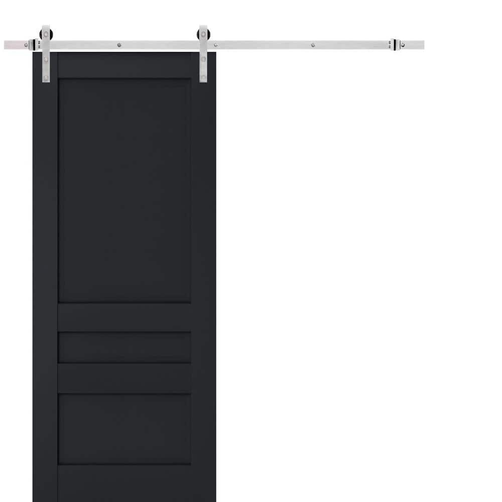 Assembly Required 28 in. x 84 in. 1-Panel Antracite Solid Wood Sliding Barn Door with Hardware Kit price history on PriceWatchPro