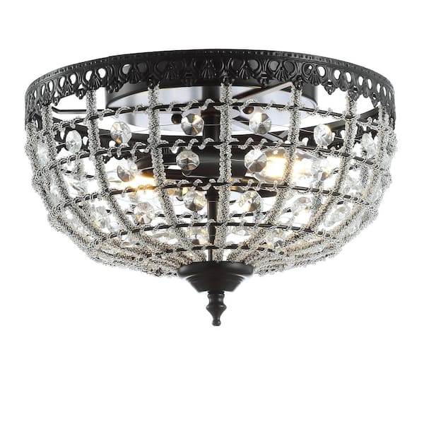 Anita 12.25 in. Black/Clear Low-Ceiling Metal/Acrylic LED Flush Mount
