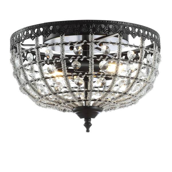 Jonathan Y Anita 12 25 In Black Clear, Flush Mount Chandeliers For Low Ceilings