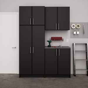 Elite 64 in. W x 89 in. H x 16 in. D Home Storage Cabinet Set - Black - 4 Piece