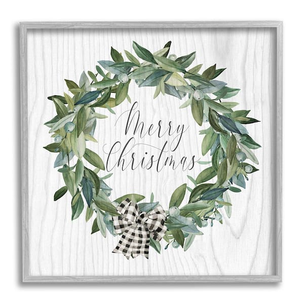 Stupell Industries Tartan Bow Wreath by Carol Robinson 1-Piece Framed Graphic Print Typography Poster Art Print 24 in. x 24 in.