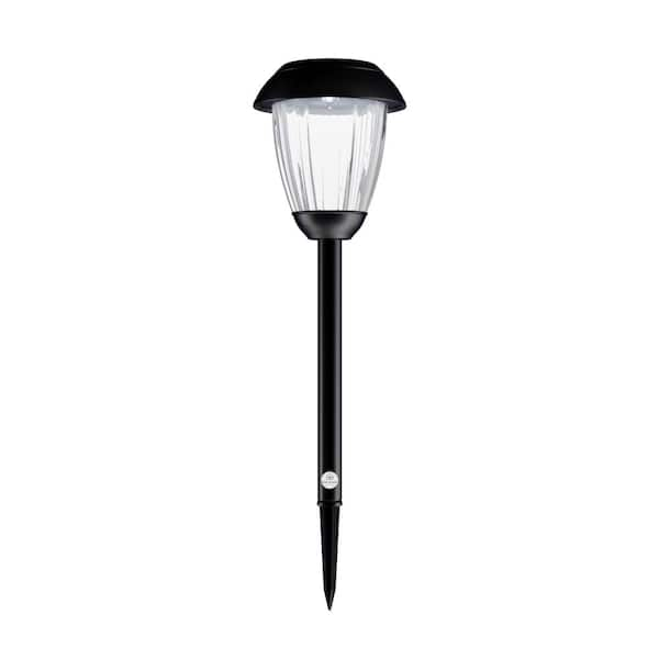 16 in. Solar LED Metal Finish Glass Pathway Light