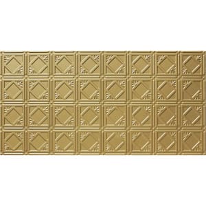 Dimensions 2 ft. x 4 ft. Glue Up Tin Ceiling Tile in Metallic Brass