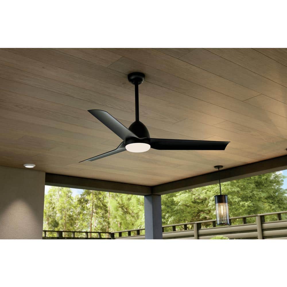 54-Inch Black Modern Ceiling Fan with LED Light and Remote