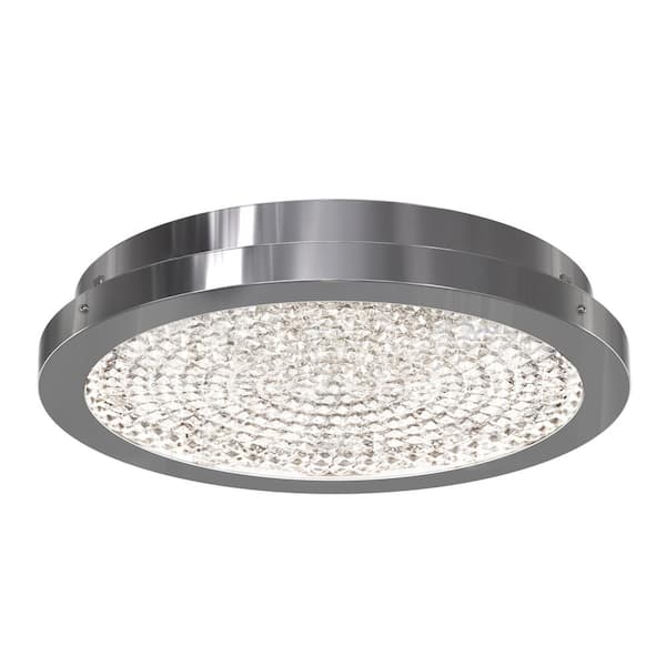 Artika Glam 13.5 in. 1-Light Modern Chrome Integrated LED Flush Mount Ceiling Light Fixture for Kitchen or Bedroom