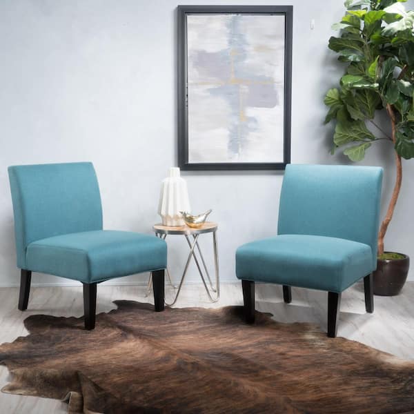 Noble House Kassi Dark Teal Fabric Accent Chairs (Set of 2)