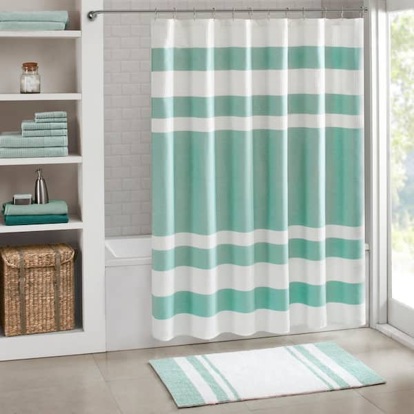 Madison Park Spa Waffle Aqua 72 In X, Map Shower Curtain Target