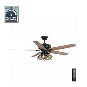 Carlisle 60 in. LED Matte Black Ceiling Fan with Remote Control and Light Kit