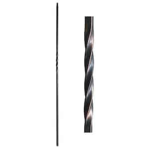 44 in. x 1/2 in. Oil-Rubbed Bronze Single Twist Square Base Hollow Wrought Iron Stair Baluster